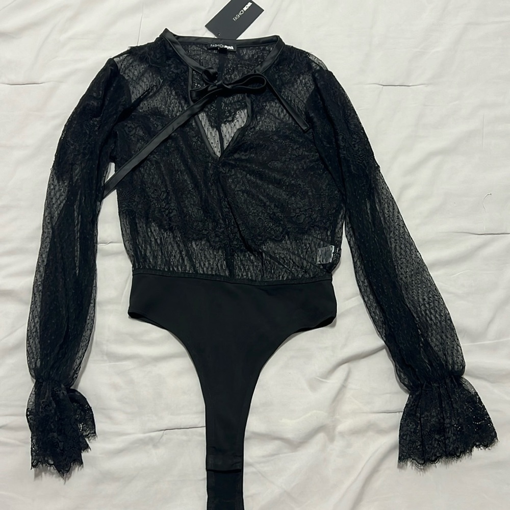 Fashion Nova Black Lace Bodysuit - NWT XS